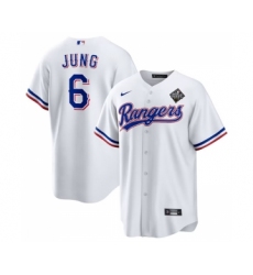 Men's Texas Rangers #6 Josh Jung 2023 White World Series Stitched Baseball Jersey