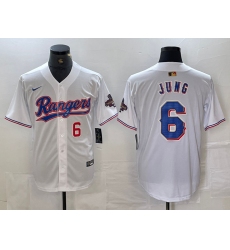 Men's Texas Rangers #6 Josh Jung Number White 2023 World Series Champions Cool Base Jersey