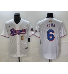 Men's Texas Rangers #6 Josh Jung Number White 2023 World Series Champions Cool Base Jerseys