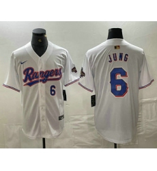 Men's Texas Rangers #6 Josh Jung Number White 2024 Gold Collection Limited Cool Base Jersey