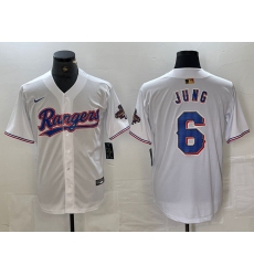 Men's Texas Rangers #6 Josh Jung White 2023 World Series Champions Cool Base Jersey