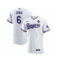 Men's Texas Rangers #6 Josh Jung White 2023 World Series Flex Base Stitched Baseball Jersey