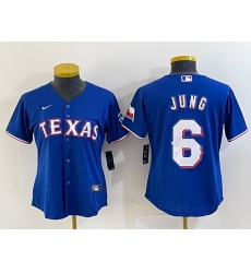 Women's Texas Rangers #6 Josh Jung Blue Stitched MLB Cool Base Nike Jersey