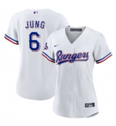 Women's Texas Rangers #6 Josh Jung Nike White Home 2023 World Series Champions Replica Player Jersey