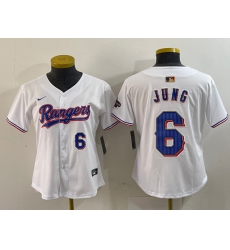 Women's Texas Rangers #6 Josh Jung Number White 2024 Gold Collection Limited Cool Base Jerseys