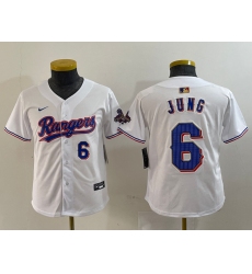 Youth Texas Rangers #6 Josh Jung Number White 2024 Gold Collection Limited Cool Base Jerseys