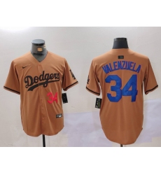 Men's Los Angeles Dodgers #34 Toro Valenzuela Number Olive Cool Base Limited Stitched Jersey