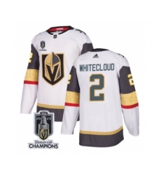 Men's Vegas Golden Knights #2 Zach Whitecloud White 2023 Stanley Cup Champions Stitched Jersey