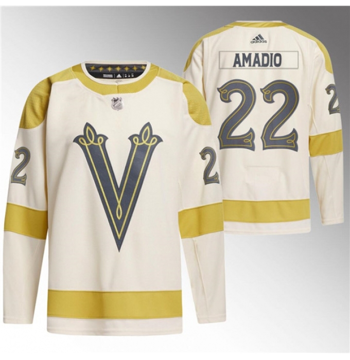 Men's Vegas Golden Knights #22 Michael Amadio Cream 2024 Winter Classic Breakaway Stitched Jersey