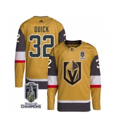 Men's Vegas Golden Knights #32 Jonathan Quick Gold 2023 Stanley Cup Champions Stitched Jersey