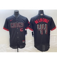 Men's Cincinnati Reds #44 Elly De La Cruz Black 2023 City Connect Cool Base Stitched Jersey 1