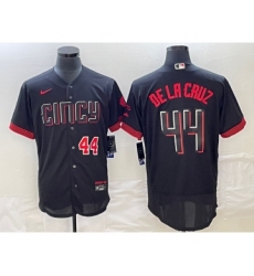 Men's Cincinnati Reds #44 Elly De La Cruz Number Black 2023 City Connect Cool Base Stitched Jersey 1