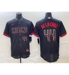 Men's Cincinnati Reds #44 Elly De La Cruz Number Black 2023 City Connect Cool Base Stitched Jersey 2