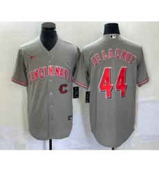 Men's Nike Cincinnati Reds #44 Elly De La Cruz Grey Cool Base Stitched Baseball Jersey1