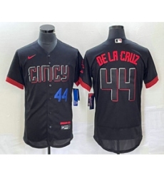 Men's Nike Cincinnati Reds #44 Elly De La Cruz Number Black 2023 City Connect Flex Base Stitched Baseball Jersey1