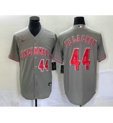 Men's Nike Cincinnati Reds #44 Elly De La Cruz Number Grey Cool Base Stitched Baseball Jersey