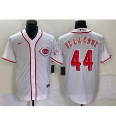 Men's Nike Cincinnati Reds #44 Elly De La Cruz White Cool Base Stitched Baseball Jersey