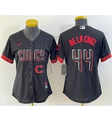 Women's Nike Cincinnati Reds #44 Elly De La Cruz Black 2023 City Connect Cool Base Stitched Baseball Jersey