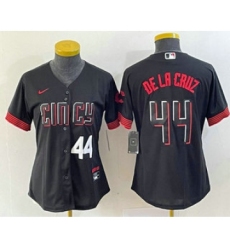 Women's Nike Cincinnati Reds #44 Elly De La Cruz Number Black 2023 City Connect Cool Base Stitched Baseball Jersey2