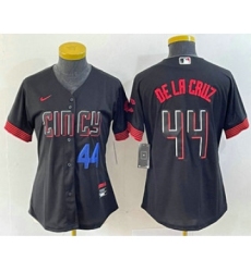 Women's Nike Cincinnati Reds #44 Elly De La Cruz Number Black 2023 City Connect Cool Base Stitched Baseball Jersey3