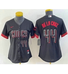 Women's Nike Cincinnati Reds #44 Elly De La Cruz Number Black 2023 City Connect Cool Base Stitched Baseball Jersey4