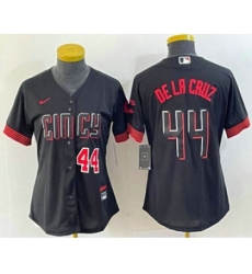 Women's Nike Cincinnati Reds #44 Elly De La Cruz Number Black 2023 City Connect Cool Base Stitched Baseball Jersey