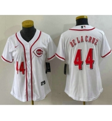 Women's Nike Cincinnati Reds #44 Elly De La Cruz Number White Cool Base Stitched Jersey