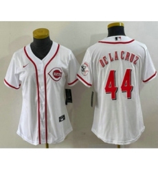 Women's Nike Cincinnati Reds #44 Elly De La Cruz White Cool Base Stitched Jersey