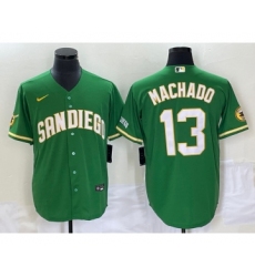 Men's San Diego Padres #13 Manny Machado Green Cool Base Stitched Baseball Jersey