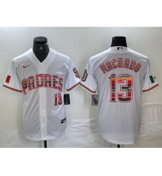 Men's San Diego Padres #13 Manny Machado Mexico White Cool Base Stitched Baseball Jersey