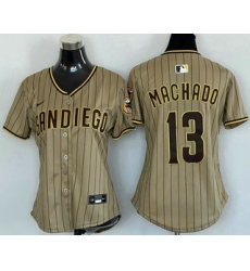 Women's San Diego Padres #13 Manny Machado Khaki Limited Cool Base Jersey