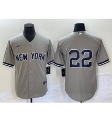 Men's New York Yankees #22 Harrison Bader No Name Grey Cool Base Stitched Baseball Jersey