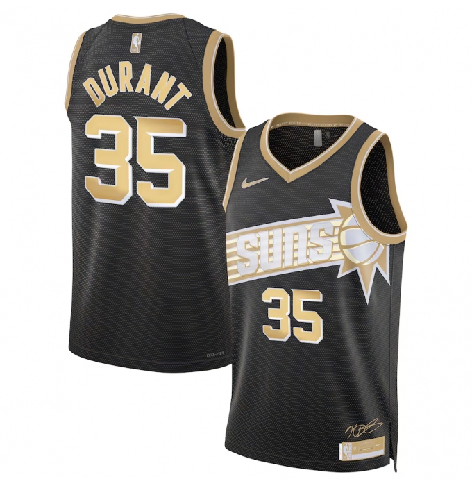 Men's Phoenix Suns #35 Kevin Durant Black Gold 2024 Select Series Stitched Jersey