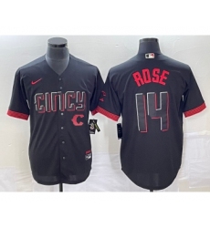 Men's Cincinnati Reds #9 Matt McLain Black 2023 City Connect Cool Base Stitched Jersey 1