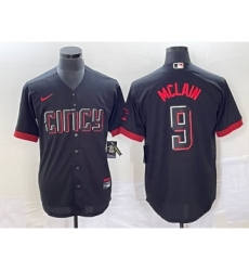 Men's Cincinnati Reds #9 Matt McLain Black 2023 City Connect Cool Base Stitched Jersey