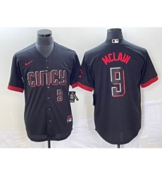 Men's Cincinnati Reds #9 Matt McLain Number Black 2023 City Connect Cool Base Stitched Jersey 2