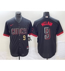 Men's Cincinnati Reds #9 Matt McLain Number Black 2023 City Connect Cool Base Stitched Jersey