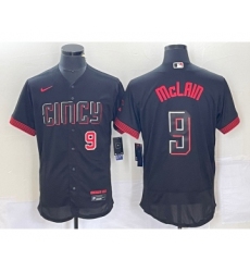 Men's Nike Cincinnati Reds #9 Matt McLain Number Black 2023 City Connect Flex Base Stitched Jersey