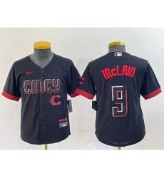 Youth Nike Cincinnati Reds #9 Matt McLain Black 2023 City Connect Cool Base Stitched Jersey1