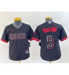 Youth Nike Cincinnati Reds #9 Matt McLain Black 2023 City Connect Cool Base Stitched Jersey