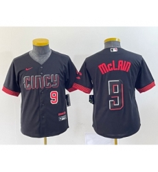 Youth Nike Cincinnati Reds #9 Matt McLain Number Black 2023 City Connect Cool Base Stitched Jersey