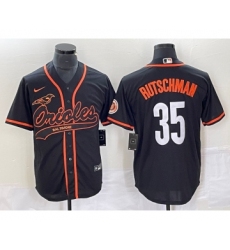 Men's Baltimore Orioles #35 Adley Rutschman Black Cool Base Stitched Baseball Jersey