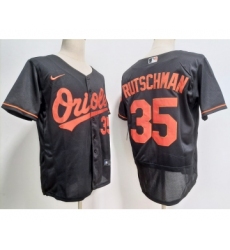 Men's Baltimore Orioles #35 Adley Rutschman Black Stitched Flex Base Nike Jersey