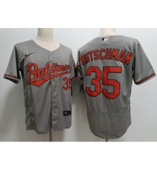 Men's Baltimore Orioles #35 Adley Rutschman Grey Stitched Flex Base Nike Jersey