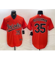 Men's Baltimore Orioles #35 Adley Rutschman Number Orange Stitched Cool Base Nike Jersey