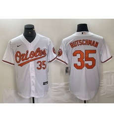 Men's Baltimore Orioles #35 Adley Rutschman Number White Stitched Cool Base Nike Jersey