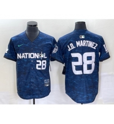 Men's Nike Los Angeles Dodgers #28 JD Martinez Number Royal 2023 All Star Cool Base Stitched Baseball Jersey