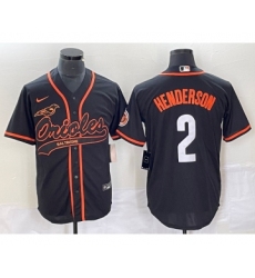 Men's Baltimore Orioles #2 Gunnar Henderson Black Cool Base Stitched Baseball Jersey