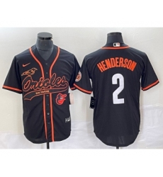 Men's Baltimore Orioles #2 Gunnar Henderson Black With Patch Cool Base Stitched Baseball Jersey