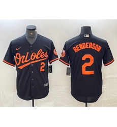 Men's Baltimore Orioles #2 Gunnar Henderson Number Black Cool Base Stitched Jersey